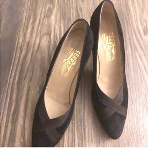 Ferragamo Black Suede Pumps